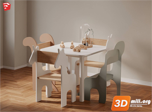 Kid's table and chairs Skp Files 